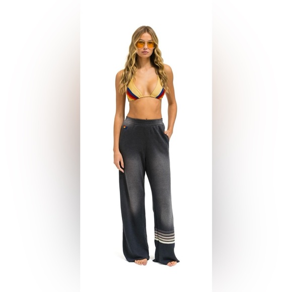 AVIATOR NATION RUGBY STITCH WIDE LEG POCKET SWEATPANTS -...